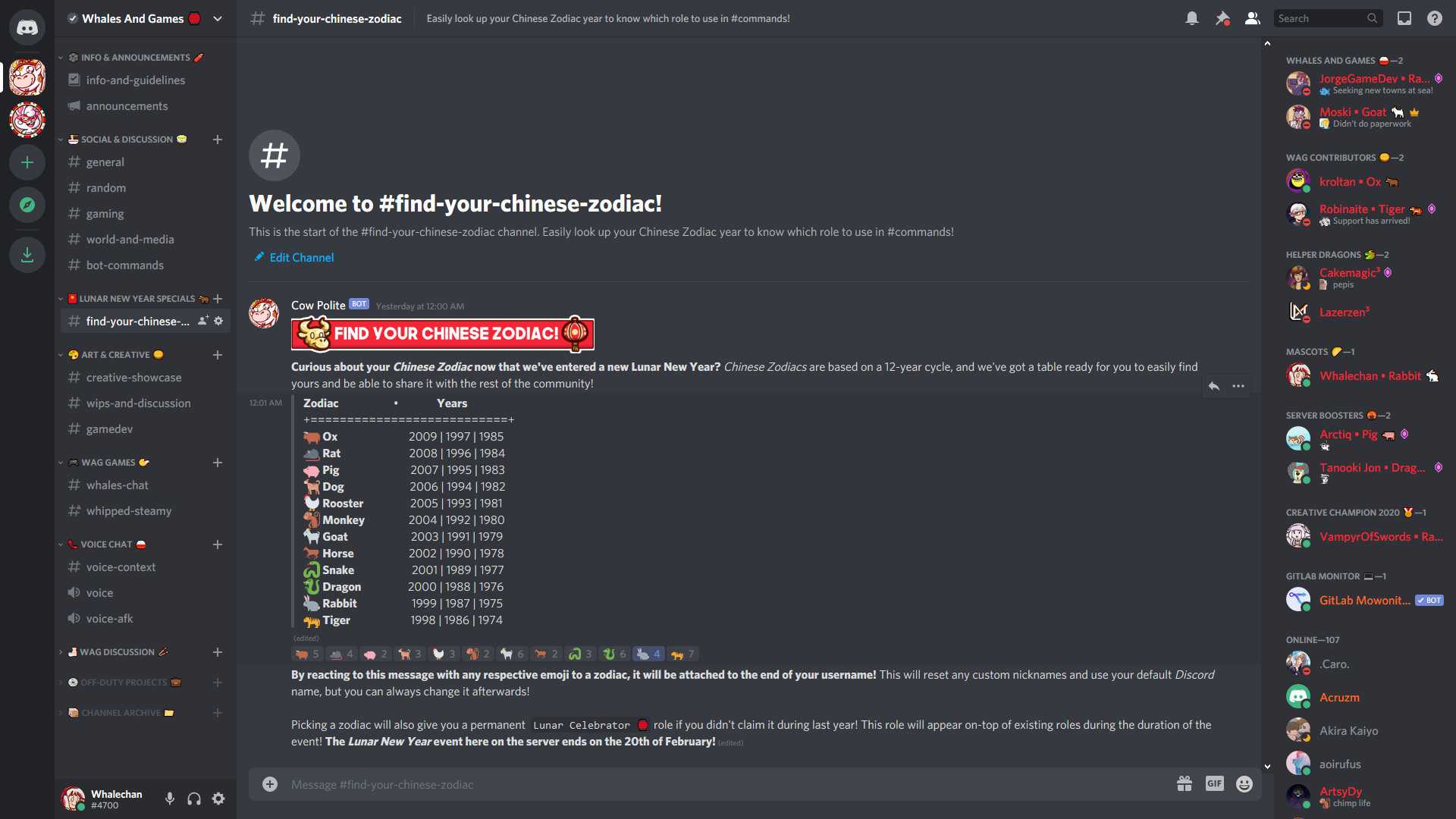 Find Your Zodiac on the Whales And Games Discord