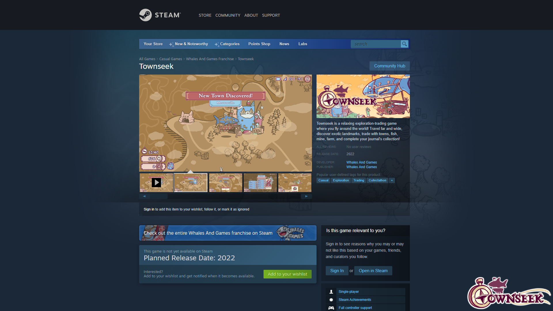 Townseek is coming to Steam!